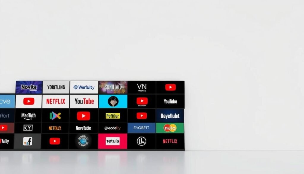 A neatly organized grid of various YouTube TV channel icons and logos, set against a clean, minimalist backdrop. The icons are presented in a visually appealing manner, with a focus on high-quality rendering and vibrant colors that capture the essence of the YouTube TV platform. The layout is balanced and symmetrical, creating a sense of order and professionalism. The lighting is soft and evenly distributed, highlighting the details of the channel logos without any harsh shadows or glare. The overall tone is one of modern, sleek sophistication, perfectly suited for illustrating the "Content Availability: YouTube TV" section of the article.